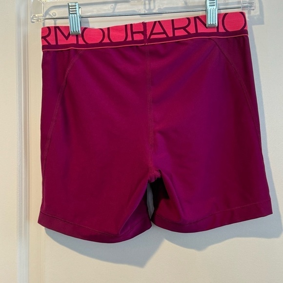 Under Armour Big Logo UA Women’s Compression Shorts Fushia Deep Pink - Picture 5 of 14